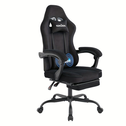 Velvet Gaming Stoel – Computer Game Chair – Videogame Stoel – Bureaustoel Draaibaar – Ergonomische Zwarte Gaming Chair – Met Voetsteun – Comfortabel Memory Foam