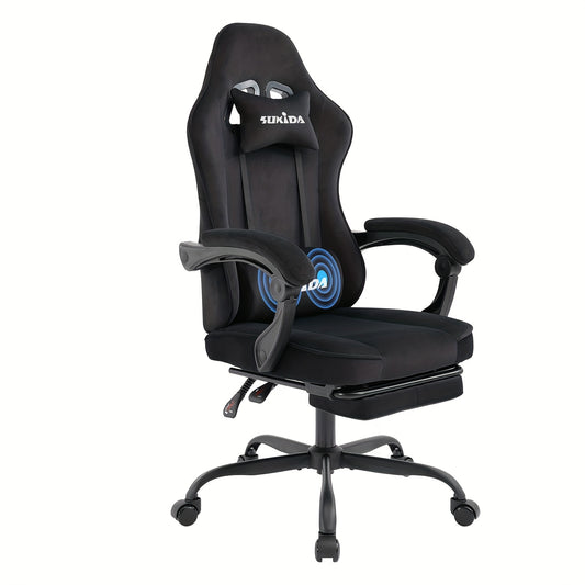 Velvet Gaming Stoel – Computer Game Chair – Videogame Stoel – Bureaustoel Draaibaar – Ergonomische Zwarte Gaming Chair – Met Voetsteun – Comfortabel Memory Foam