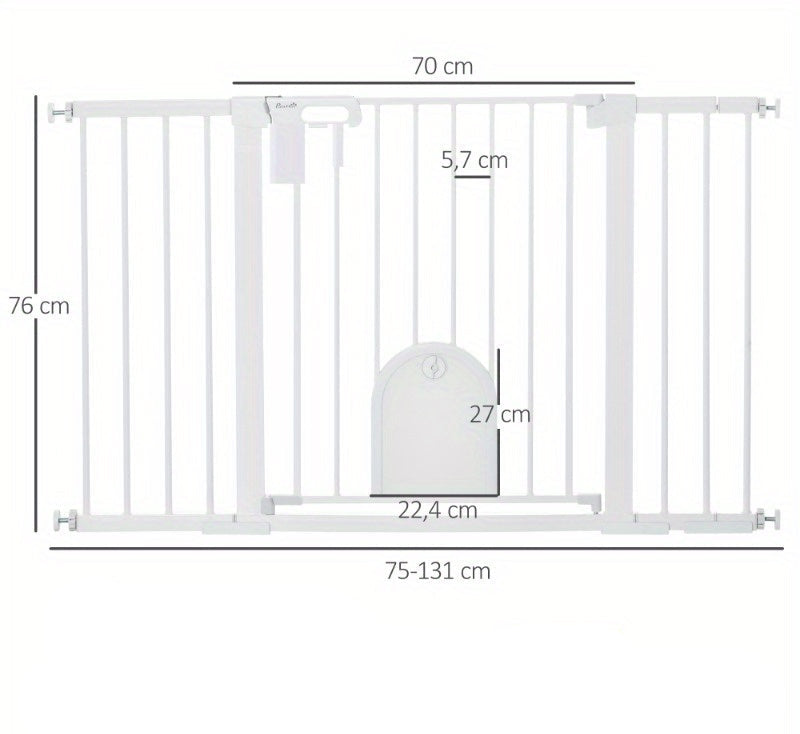Veiligheidsbarrière – Traphekje – Deurhekje – Kindveiligheidshek – Huisdierenhek – Verstelbaar 75-131 cm – Stevig Metaal met ABS Klembevestiging zonder Boren – 76 cm Hoogte