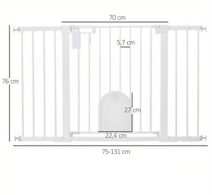 Veiligheidsbarrière – Traphekje – Deurhekje – Kindveiligheidshek – Huisdierenhek – Verstelbaar 75-131 cm – Stevig Metaal met ABS Klembevestiging zonder Boren – 76 cm Hoogte