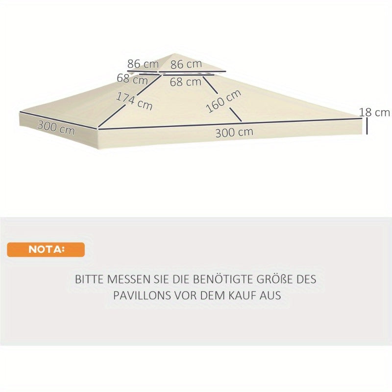 Vervangbare Canopy – Tuinkap – Overkapping – Luifel – Zonnescherm – UV-Bescherming – Windbestendig Polyester 3x3m Cream White