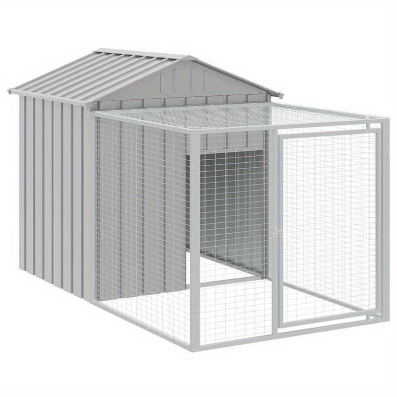 Kooi voor Kleine Huisdieren – Dierenkooi – Konijnenkooi – Caviakooi – Hamsterkooi – Grijs – Gegalvaniseerd Staal – Glazen Ventilatieramen – 117x201x123 cm – Lichtgewicht & Duurzaam