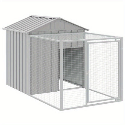 Kooi voor Kleine Huisdieren – Dierenkooi – Konijnenkooi – Caviakooi – Hamsterkooi – Grijs – Gegalvaniseerd Staal – Glazen Ventilatieramen – 117x201x123 cm – Lichtgewicht & Duurzaam