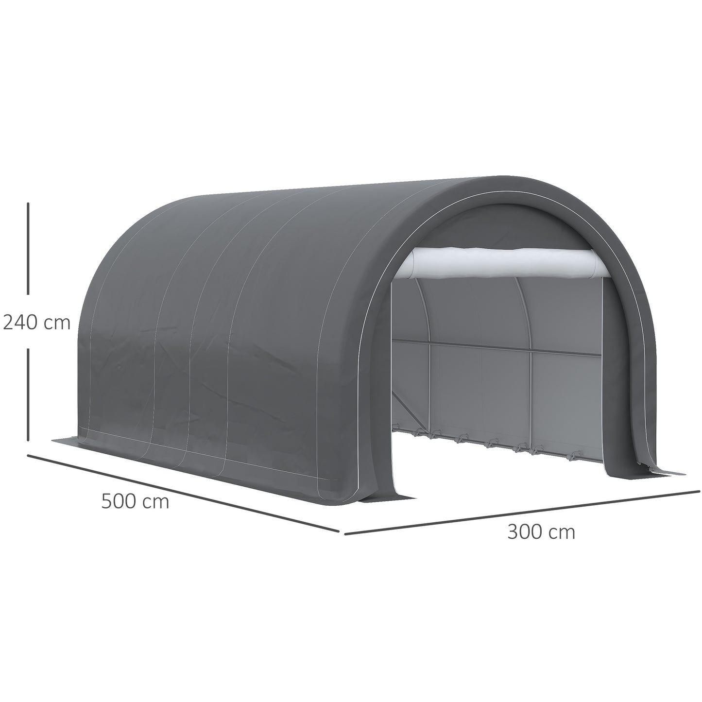 Carport – Garage – Afdak – Tent – Overkapping – Grijs – Gegalvaniseerd Stalen Frame – Waterdicht PE Zeildoek 190 g/m²
