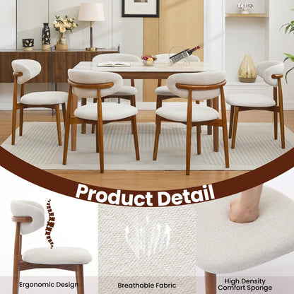 Eetkamerstoelen – Houten Stoelen – Stoelen Set – Linnen Stoel – Keukenstoelen – Beige Linnen Bekleding – Stevige Hardhouten Poten