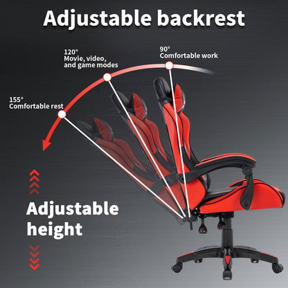 Gamingstoel – Gamestoel – Gaming Chair – Bureau Stoel – Game Stoel – Ergonomisch Ontwerp – Memory Foam Kussens – Verstelbaar – 360° Draaibaar – Roze/Wit