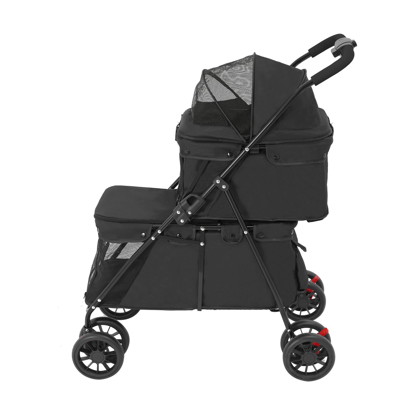 2-layer Pet Trolley | Black, Multi-functional, Thoughtful Design, Suitable Load Bearing, Safe and Comfortable, Made of Alloy Steel and Polyester, Brand: NaMaSyo
