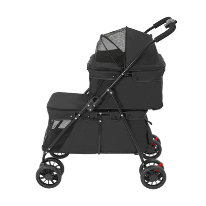 2-layer Pet Trolley | Black, Multi-functional, Thoughtful Design, Suitable Load Bearing, Safe and Comfortable, Made of Alloy Steel and Polyester, Brand: NaMaSyo