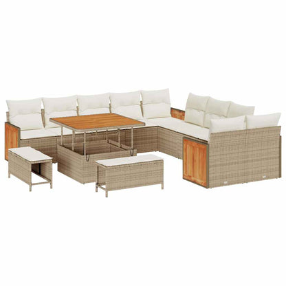 Tuinbank – Buitenbank – Loungeset – Tuinmeubilair – 5-zits – Weerbestendig Poly Rattan – Acaciahouten Frame – Inclusief Weerbestendige Kussens