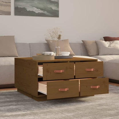 Coffee table 80x80x45cm solid pinewood honingbruin Removable, suitable for indoor use and suitable for all seasons, Living Room Furniture, Home Decor, Modern Design, Contemporary Furniture, Durable Material, Handcrafted Table