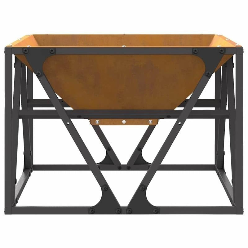 50x50x35cm Heavy-Duty Fire Pit - Portable Outdoor Wood-Burning Stove with Powder-Coated Brown, Compact Patio Heater for Garden, Balcony, Camping & Backyard (Assembly Required) - Durable Metal Fireplace