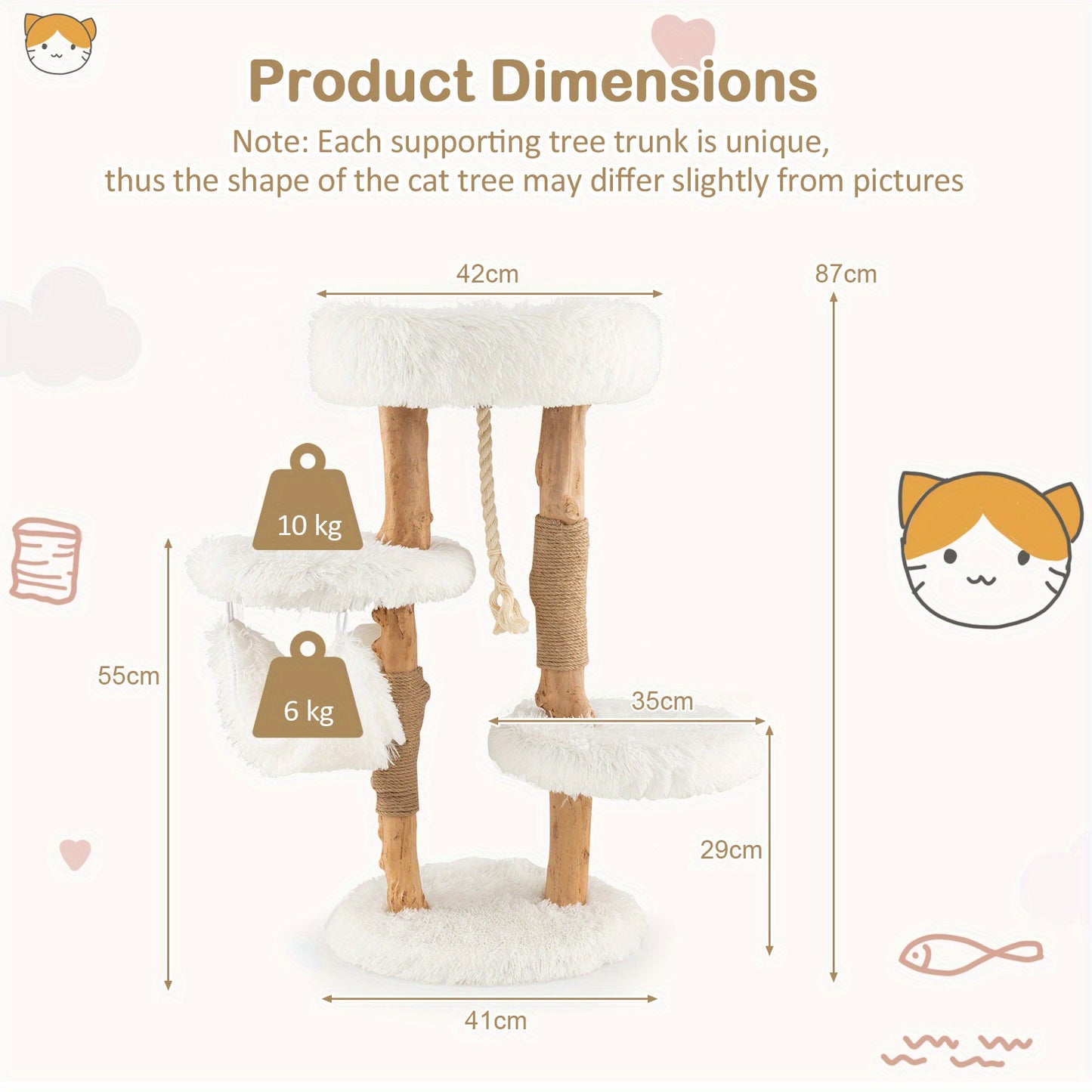 Kattenboom – Krabpaal – Klimmeubel – Kattenmeubel – Kattenligplek – Massief Perenhout – Jute Krabpalen – Meerdere Niveaus – Zacht Kussen – Natuurlijk Design