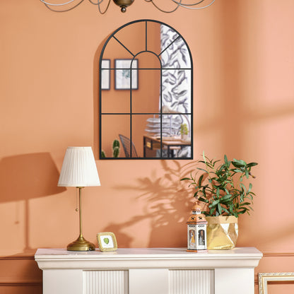 Wandspiegel – Spiegel – Muurspiegel – Zwart Spiegel – Metaal Spiegel – Zwart Metalen Frame – 91 x 60 cm – Industrieel Design