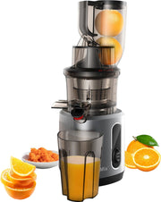 Slowjuicer - Sapcentrifuge - Cold Press - Groente en Fruit Blender - Ijsmaker - Krachtige Motor - Koude Pers - Groot Formaat - Met Extra Filter Meegeleverd - 25x25x44cm - 40-65Rpm - 200W Motor - Grijs