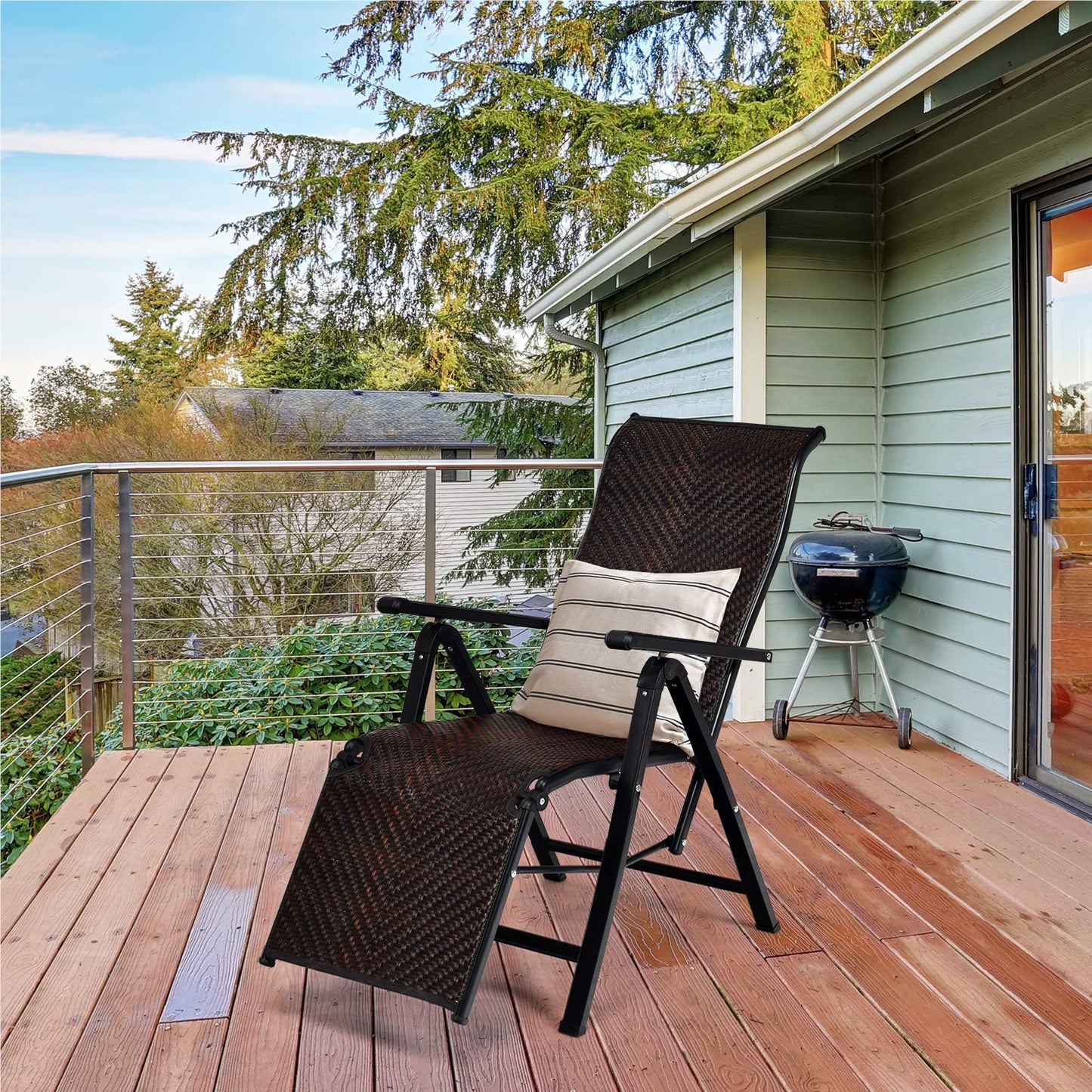 Ligbed – Ligstoel – Zonnebed – Tuinstoel – Lounger – Set Van 2 – Verstelbare Rugleuning – Weerbestendig PE Rattan