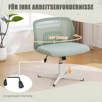 Armless Office Chair with Rocking Function & Height Adjustment - 360° Swivel, Ergonomic Cross-Legged Design, Lightweight Durable Plastic Frame, Manual Recline Handle - Spacious Reading/Living Room Chair for Home Office, 5 Co