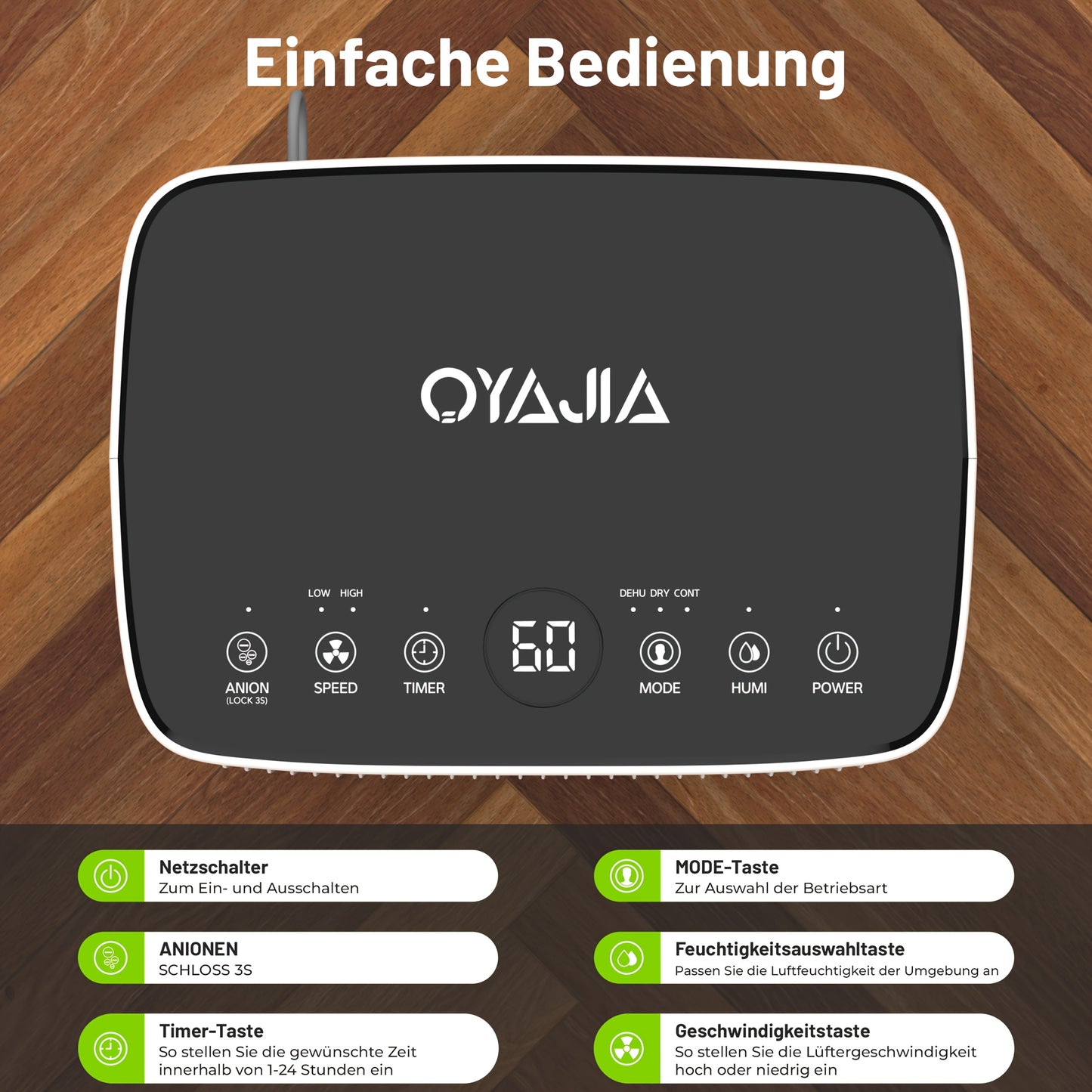 Ontvochtiger – Luchtontvochtiger – Vochtvreter – Vochtverwijderaar – Kledingdroger – 16 Liter Capaciteit – Digitale Vochtigheidsmeter met Timer