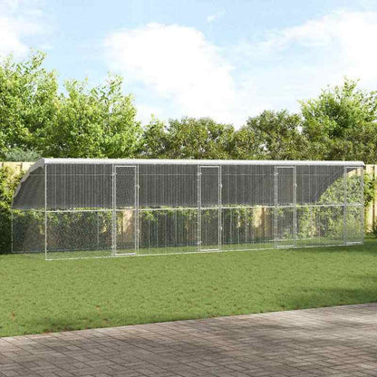Kippenren – Kippenhok – Buitenren – Dierenren – Vogelkooi – Gegalvaniseerd Staal – Extra Groot 800x200x198,5 cm – Duurzaam En Weerbestendig