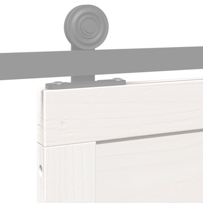 Houten Schuifdeur – Binnendeur – Raumtebesparende Deur – Glijdende Deur – Binnendeur Schuifpaneel – Massief Dennenhout – Wit Design – 100x208 cm – Stil en Soepel