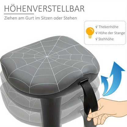 Office Stool with Swivel Function, Ergonomic Design, Adjustable Height from 65.5 to 83.5 Cm, Tiltable at 120°, Gray Color, Leisure Chair, Comfortable Living Room Furniture, Multifunctional Seat, Suitable for Living Room, Bed