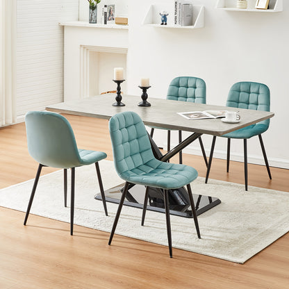 Eetkamerstoel – Stoel – Dining Chair – Zithoekstoel – Velours Stoel Groen – Set Van 4 – Hoge Rugleuning – Stabiele Metalen Poot