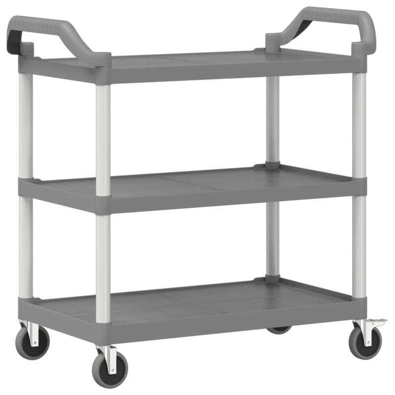 Keukentrolley – Opbergtrolley – Serveerwagen – Keukenwagen – Trolley met 3 Niveaus – Aluminium – 99x50x96 cm – Stevige Wielen met Rem