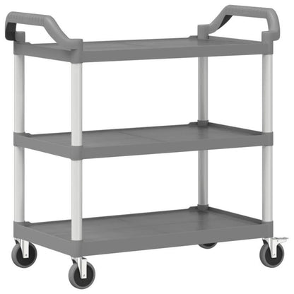 Keukentrolley – Opbergtrolley – Serveerwagen – Keukenwagen – Trolley met 3 Niveaus – Aluminium – 99x50x96 cm – Stevige Wielen met Rem