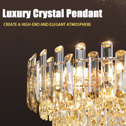 Kristallen Hanglamp – Kristallen Kroonluchter – Design Plafondlamp – Sfeerverlichting – Moderne LED Lamp – Verstelbare Ketting – Gouden Glasmateriaal