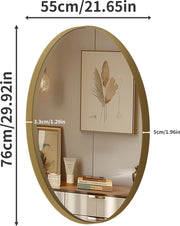 Badkamerspiegel - Spiegel - Ovaal - Goud - Metaal Aluminium - Spiegel - Hangspiegel - Wandspiegel - 77x55 cm
