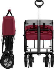 Trendy Bolderkar 'Sep' - Opvouwbaar - 100L / 80 kg - 4 All-Terrain Banden - Rood/Grijs - Draaibaar - Multifunctioneel - Kinderen - Boodschappen - Picknick