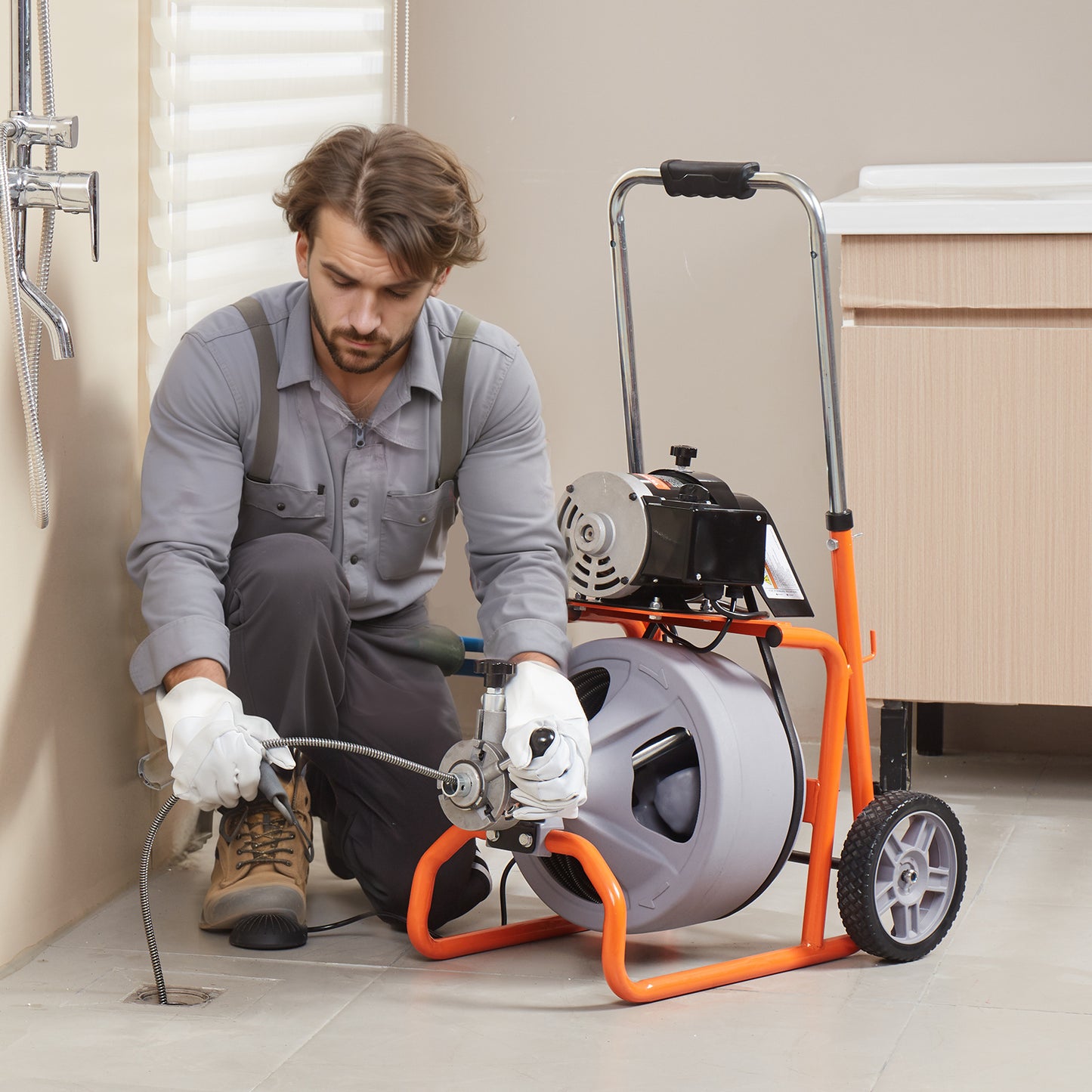 Ontstopper – Rioolontstopper – Gootsteenontstopper – Toiletontstopper – Afvoerontstopper – 30 Meter Stalen Kern – Automatische Kabelvoeding Met Voetbediening
