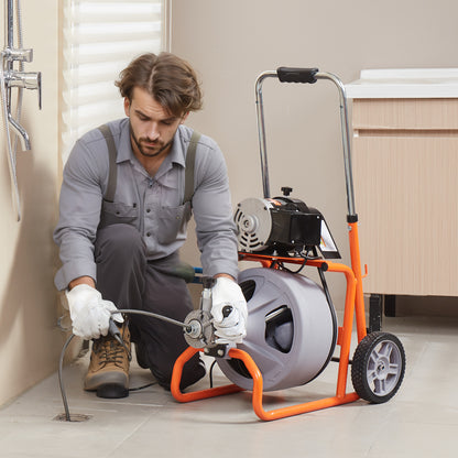 Ontstopper – Rioolontstopper – Gootsteenontstopper – Toiletontstopper – Afvoerontstopper – 30 Meter Stalen Kern – Automatische Kabelvoeding Met Voetbediening