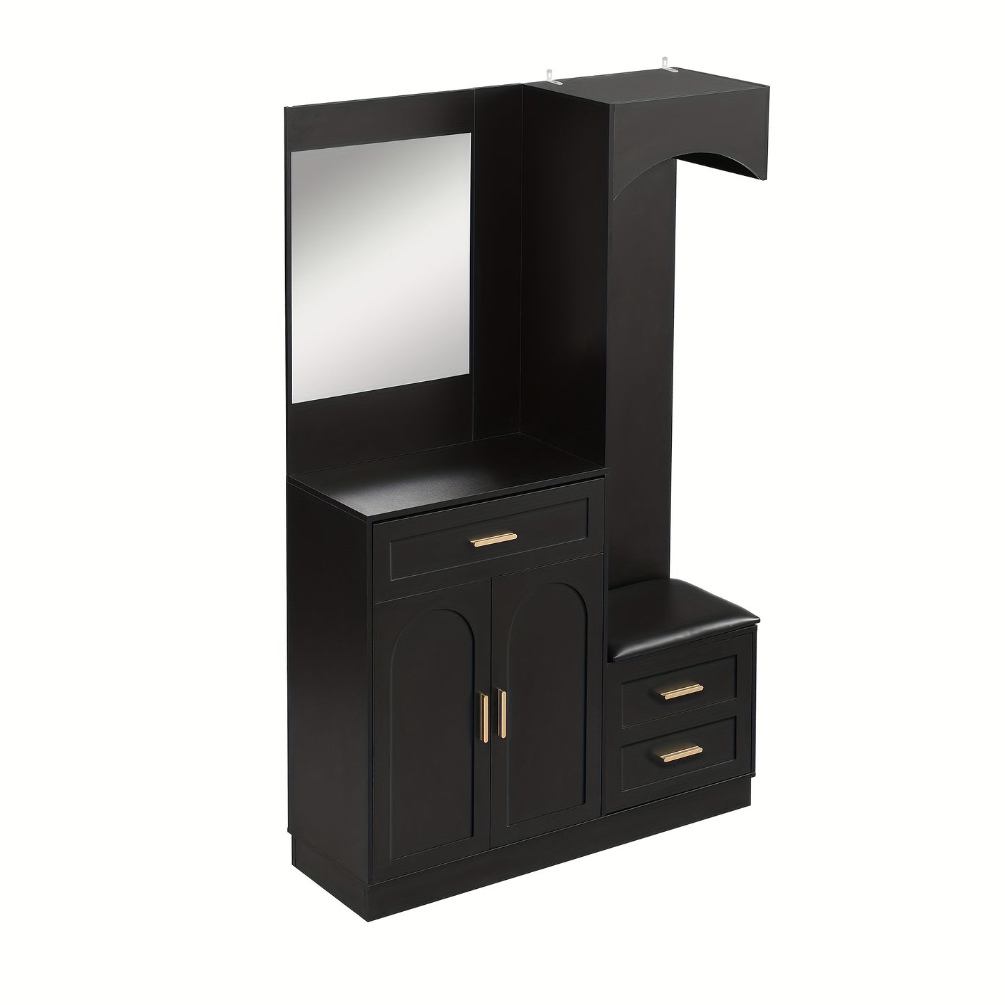 Modern Compact Wardrobe & Shoe Cabinet with Mirror - Freestanding Storage Cabinet with Adjustable Shelves, Doors & Drawers, Space-Saving Multifunctional Furniture for Small Spaces, Classic Contemporary Design, No Electrical R