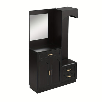 Modern Compact Wardrobe & Shoe Cabinet with Mirror - Freestanding Storage Cabinet with Adjustable Shelves, Doors & Drawers, Space-Saving Multifunctional Furniture for Small Spaces, Classic Contemporary Design, No Electrical R