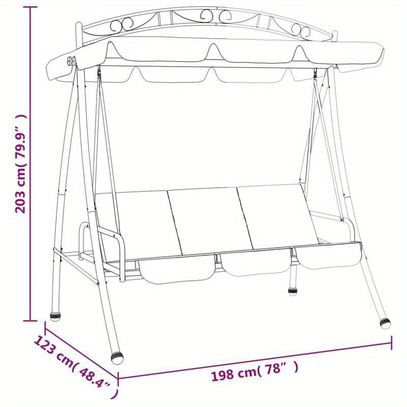 Schommelbank – Schommelstoel – Loungestoel – Relaxbank – Tuinbank – Met Groene Canopy – 198 cm – Staal en Textiel