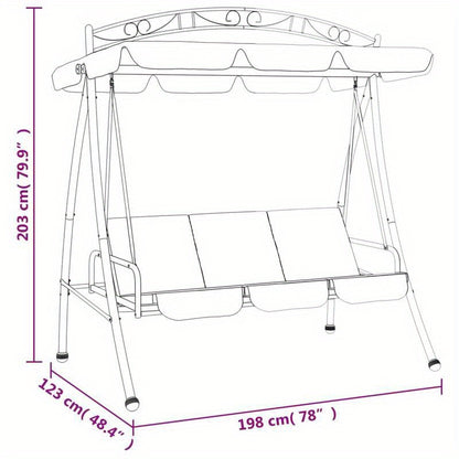 Schommelbank – Schommelstoel – Loungestoel – Relaxbank – Tuinbank – Met Groene Canopy – 198 cm – Staal en Textiel