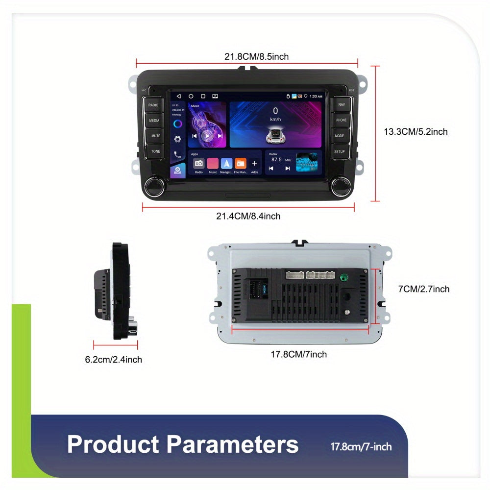 Autostereo Systeem – Autoradio – Multimedia Speler – Navigatie Systeem – Double DIN – 7 Inch Touchscreen – Android 15.0 – Draadloze CarPlay & Achteruitrijcamera