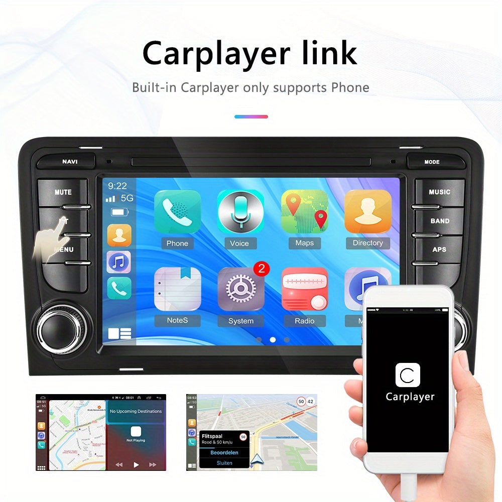 Autoradio – Auto Radio – Multimedia Systeem – Inbouw Radio – Car Stereo – Double DIN – 7 Inch HD Touchscreen – Draadloze Apple CarPlay & Android Auto