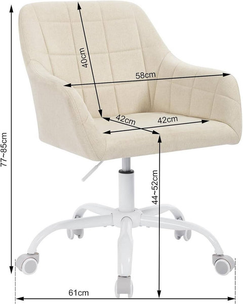 Ergonomische Bureaustoel - Bureaustoel - Draaistoel - Ademende stof - In hoogte verstelbaar - 58cm x (77-85)cm x 60,5cm