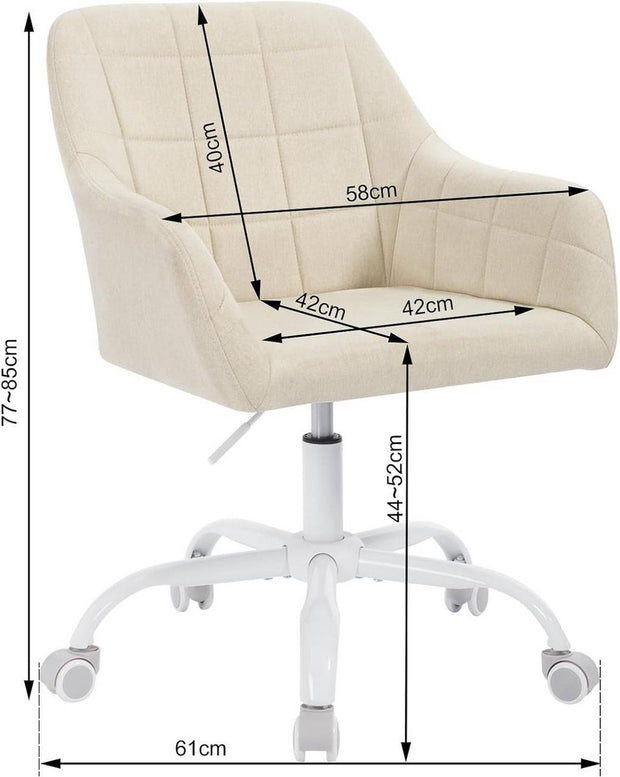 Ergonomische Bureaustoel - Bureaustoel - Draaistoel - Ademende stof - In hoogte verstelbaar - 58cm x (77-85)cm x 60,5cm