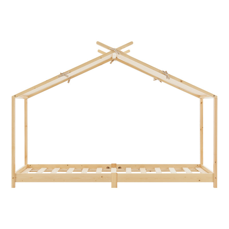 Kinderbed – Bed Huisbed – Kinderkamerbed – Eenpersoonsbed – Bedframe – 90 x 200 cm – Stevig Houten Materiaal – Veilig & Duurzaam Ontwerp