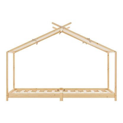 Kinderbed – Bed Huisbed – Kinderkamerbed – Eenpersoonsbed – Bedframe – 90 x 200 cm – Stevig Houten Materiaal – Veilig & Duurzaam Ontwerp
