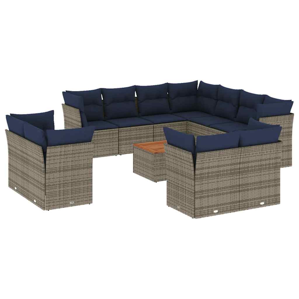 Loungeset – Tuinset – Loungesofa – Terrasmeubilair – Tuinmeubelen – Weerbestendig Poly Rattan – 12-delig Met Kussens – Grijs