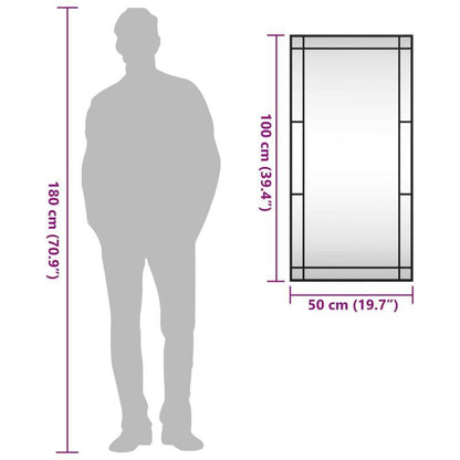 Wandspiegel – Spiegel – Badkamerspiegel – Hangspiegel – Woondecoratie – Zwart – Rechthoekig – 50x100 cm – IJzeren Frame – Verticaal – Zonder Elektriciteit