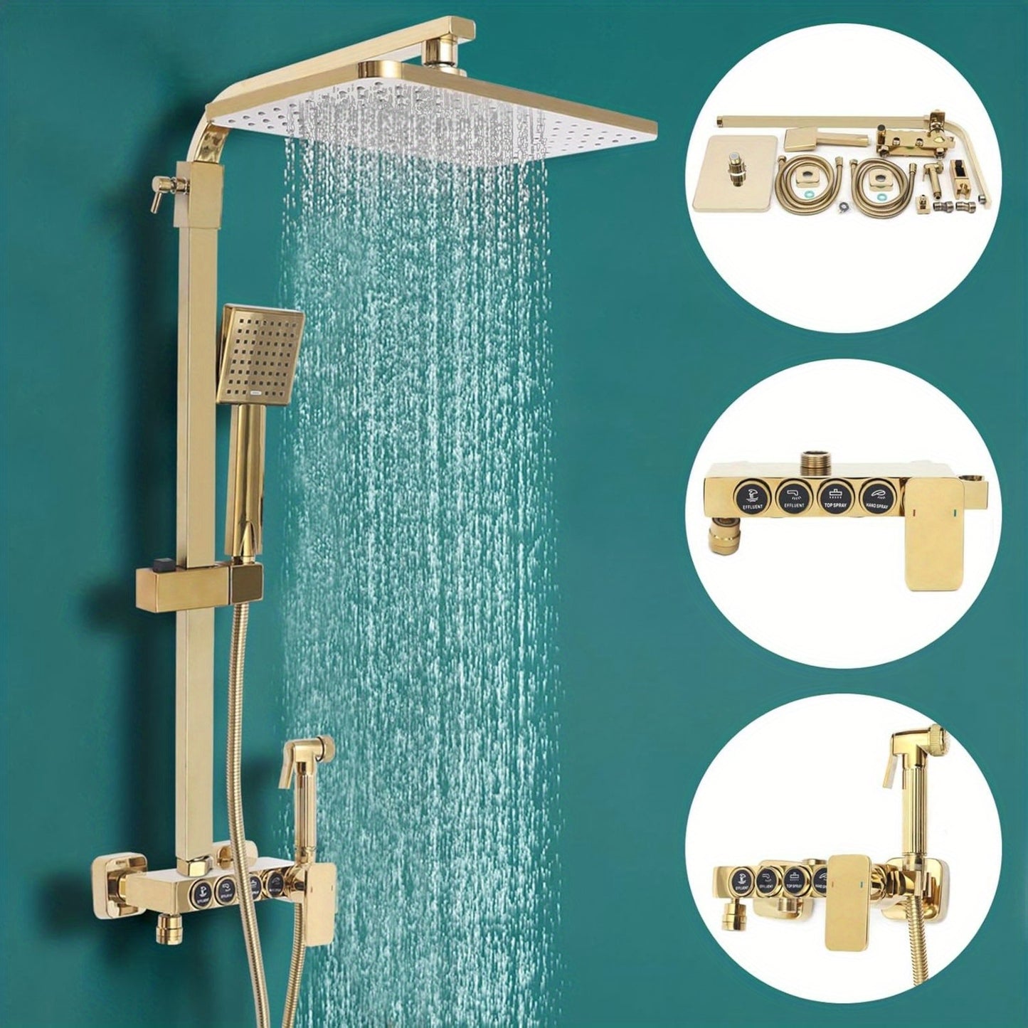 Douche Systeem – Regendouche – Handdouche – Douche Set – Douche Mixer – Messing Materialen – Verstelbare Hoogte 80-120cm
