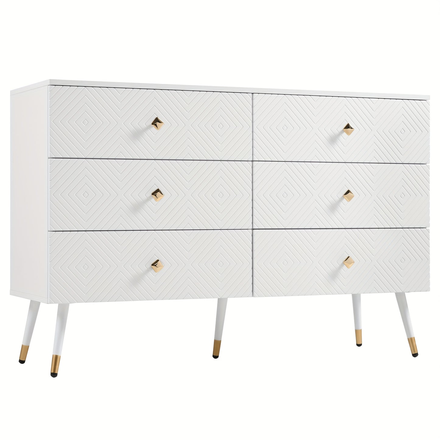 Dressoir – Sideboard – Ladekast – Opbergkast – Kast – Wit – 6 Laden – 120x40x80 cm – MDF & Hardhout – Vloermontage