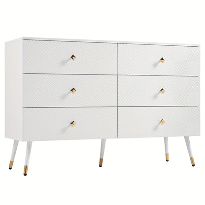 Dressoir – Sideboard – Ladekast – Opbergkast – Kast – Wit – 6 Laden – 120x40x80 cm – MDF & Hardhout – Vloermontage