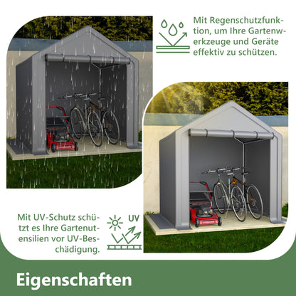 Tool shed 190x170x200cm, bicycle garage, tool shed, garage tent, garden house storage tent bicycle shed tool tent storage garage, dark gray