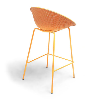 Barkrukken – Krukken – Barstoelen – Zithoogte 75 cm – Set van 4 – Geel – Duurzaam Polypropyleen – Comfortabele Rugleuning en Voetsteun