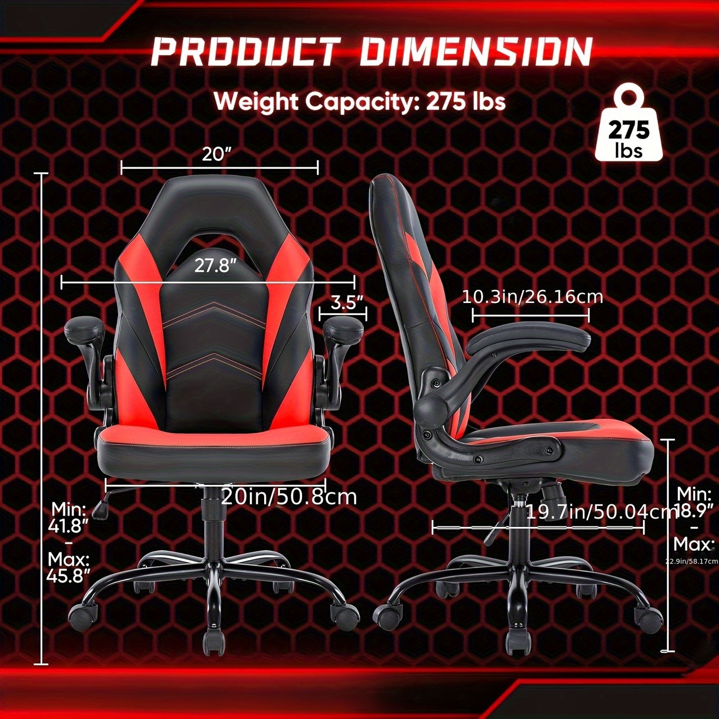 Gamingstoel – Ergonomische Chair – Bureaustoel – Gamerstoel – Spelstoel – 360° Draaibaar – Traagschuim Zitting – Blauw